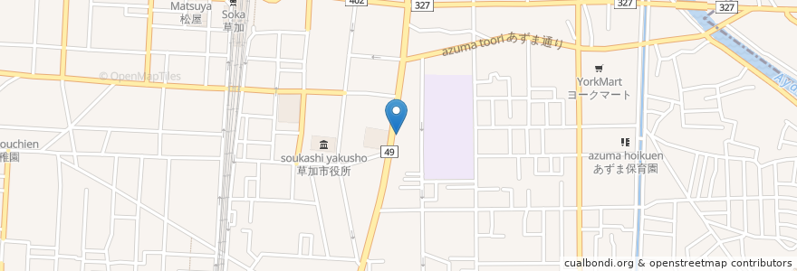 Mapa de ubicacion de 二階堂歯科医院 en Japão, 埼玉県, 草加市.