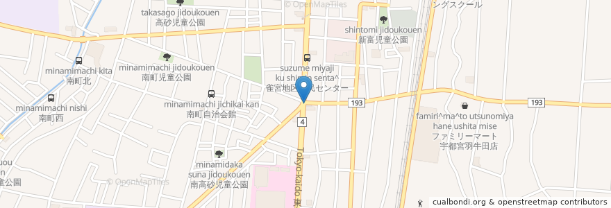 Mapa de ubicacion de バージン en 日本, 栃木県, 宇都宮市.