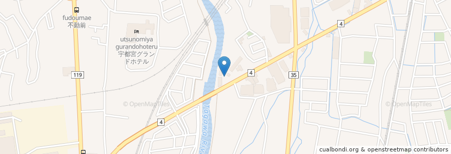 Mapa de ubicacion de スーパー銭湯コール宇都宮 en 일본, 도치기현, 宇都宮市.