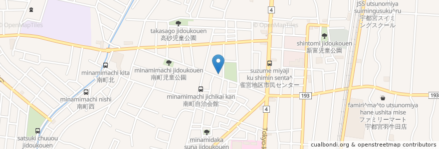 Mapa de ubicacion de じゃんじゃん炭火焼店 焼肉 en Japonya, 栃木県, 宇都宮市.