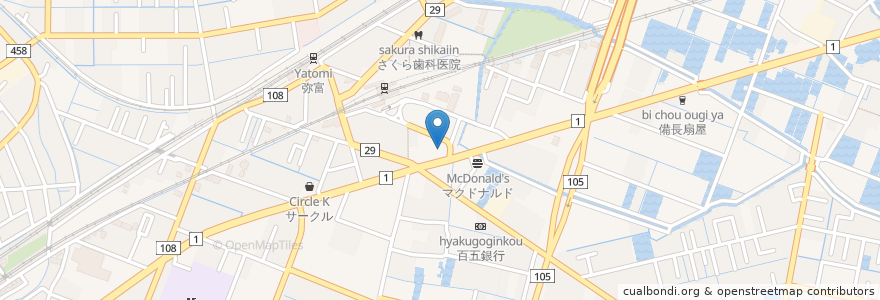 Mapa de ubicacion de こはら皮フ科 en 日本, 愛知県, 弥富市.