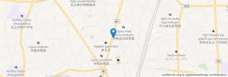 Mapa de ubicacion de イコー薬局 en Japon, Tokyo, 足立区.