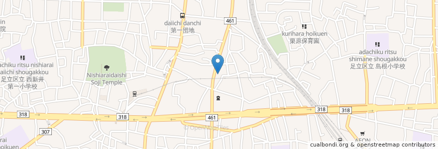 Mapa de ubicacion de らーめん涌井 en 日本, 東京都, 足立区.