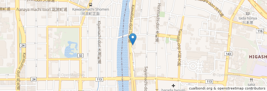 Mapa de ubicacion de 京都美術工芸大学 en Japan, 京都府, Kioto, 下京区.