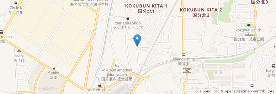 Mapa de ubicacion de 内出稲荷 en 日本, 神奈川県, 海老名市.