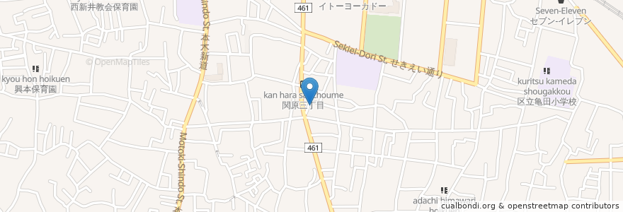 Mapa de ubicacion de 中西医院 en 日本, 東京都, 足立区.