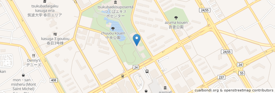 Mapa de ubicacion de つくば市立中央図書館 en ژاپن, 茨城県, つくば市.