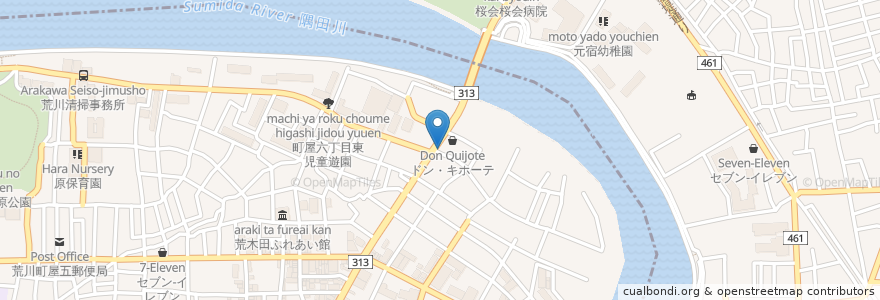 Mapa de ubicacion de 尾久警察署 尾竹橋交番 en اليابان, 東京都, 足立区.