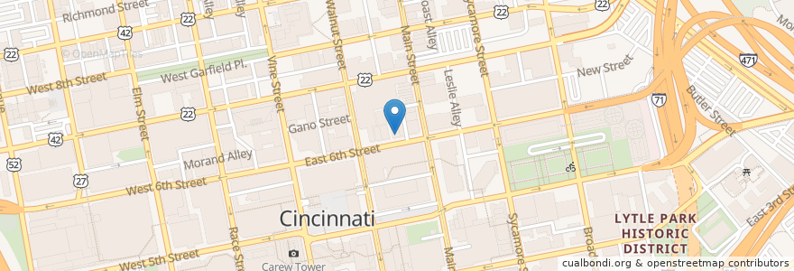 Mapa de ubicacion de Sotto en 美利坚合众国/美利堅合眾國, 俄亥俄州, 漢彌爾頓縣, Cincinnati.