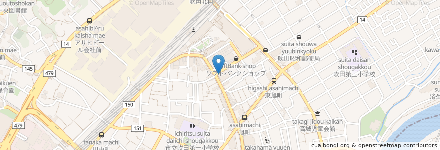 Mapa de ubicacion de じゃんぼ総本店 en Giappone, Prefettura Di Osaka, 吹田市.