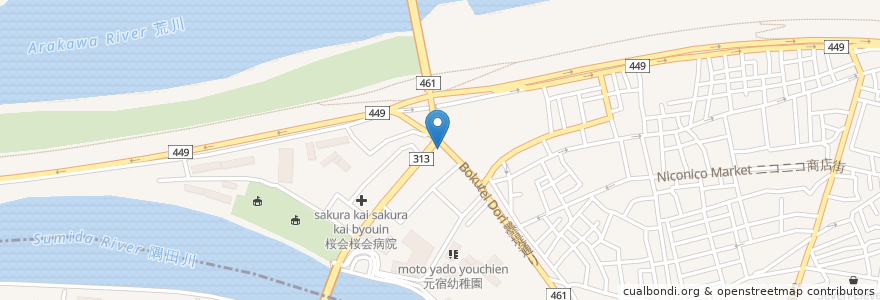 Mapa de ubicacion de 江戸ノ家 en Japonya, 東京都, 足立区.