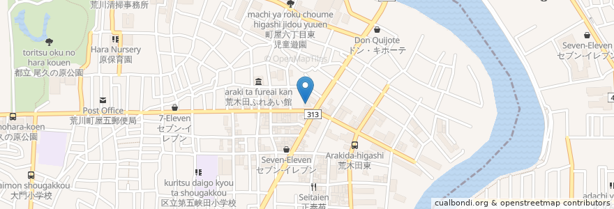 Mapa de ubicacion de 朝日信用金庫 en Japão, Tóquio, 足立区.