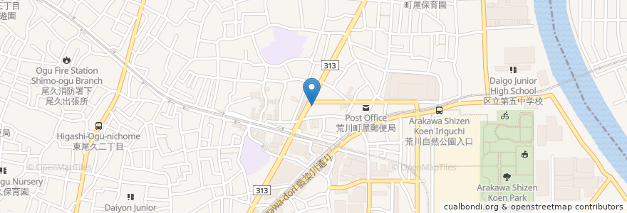 Mapa de ubicacion de 町屋商店 en 日本, 東京都.