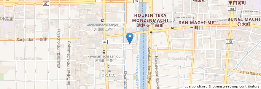 Mapa de ubicacion de Bar Cordon Noir en ژاپن, 京都府, 京都市, 中京区.