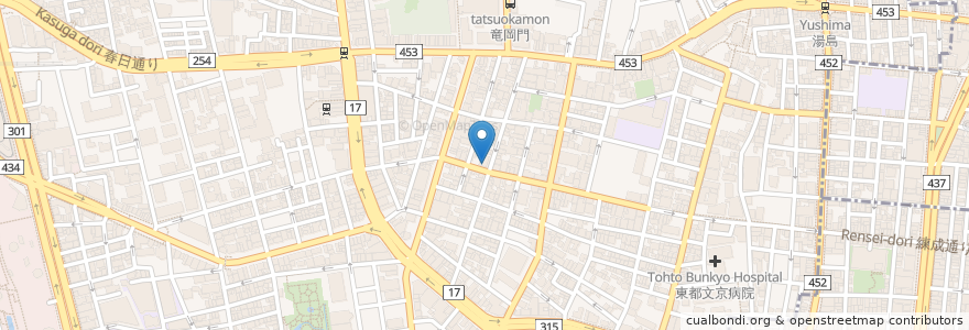 Mapa de ubicacion de くすり山崎 en Japan, 東京都, 文京区.