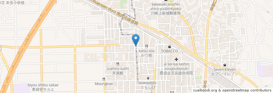 Mapa de ubicacion de 湯や軒 en Japan, 神奈川県, 川崎市, 中原区.