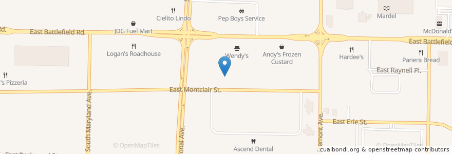 Mapa de ubicacion de Skybox Grill & Lounge en 美利坚合众国/美利堅合眾國, 密蘇里州, Greene County, Springfield.