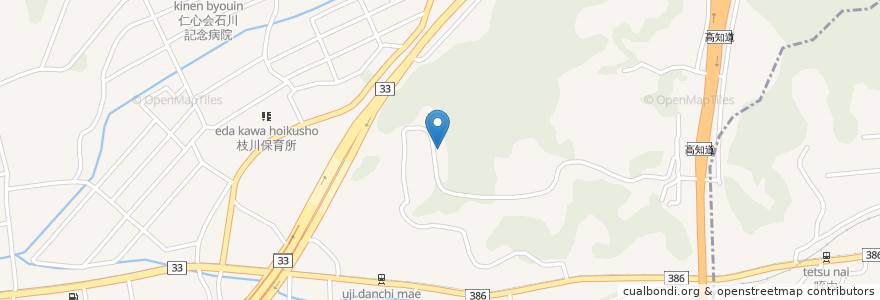 Mapa de ubicacion de 梅原八幡宮 en Япония, Коти, 吾川郡, いの町.