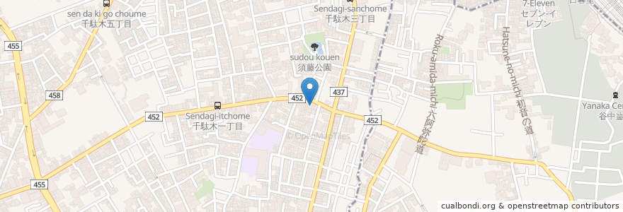 Mapa de ubicacion de 西千駄木薬局 en Japão, Tóquio, 文京区.
