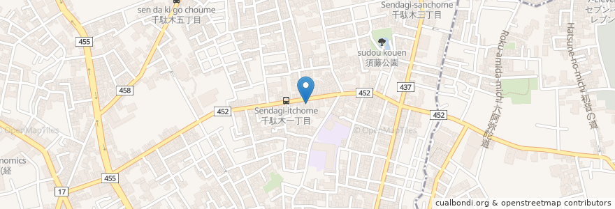 Mapa de ubicacion de 千駄木あおば歯科 en 日本, 東京都, 文京区.