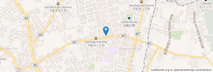 Mapa de ubicacion de 千駄木すみれ薬局 en Japão, Tóquio, 文京区.