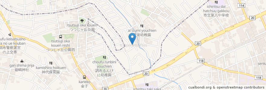 Mapa de ubicacion de クロロッポ en Giappone, Tokyo, 調布市, 三鷹市.
