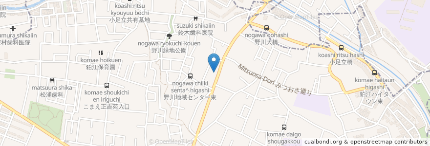 Mapa de ubicacion de 平安堂薬局 en 日本, 東京都, 狛江市.