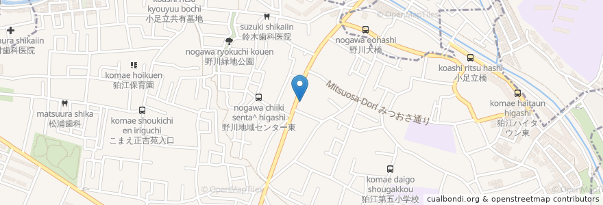 Mapa de ubicacion de 西山整形外科 en 日本, 東京都, 狛江市.
