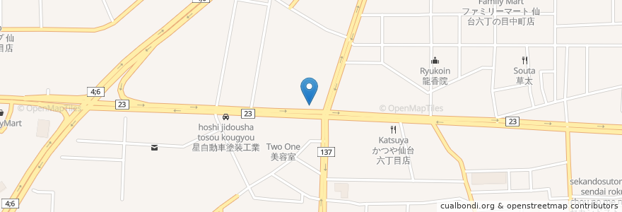 Mapa de ubicacion de あいはら歯科 en 일본, 미야기현, 仙台市, 若林区.
