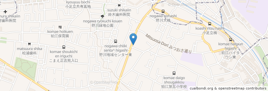 Mapa de ubicacion de 覚東耳鼻咽喉科医院 en 日本, 東京都, 狛江市.