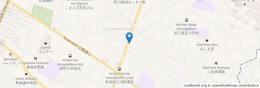 Mapa de ubicacion de 五十嵐治療院 en اليابان, 東京都, 狛江市.
