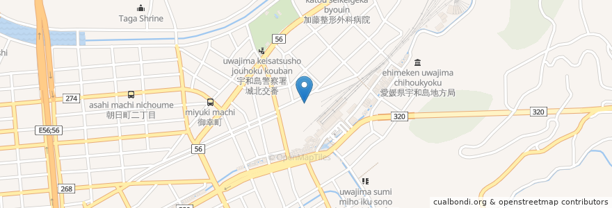 Mapa de ubicacion de 松山地方検察庁宇和島支部 en Japón, Prefectura De Ehime, 宇和島市.