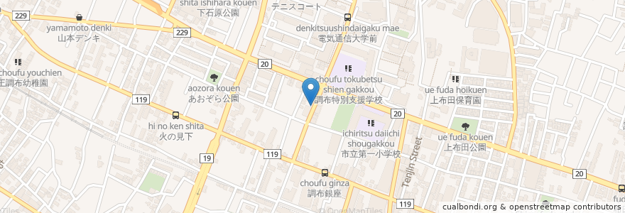 Mapa de ubicacion de ぱぱらに en ژاپن, 東京都, 調布市.