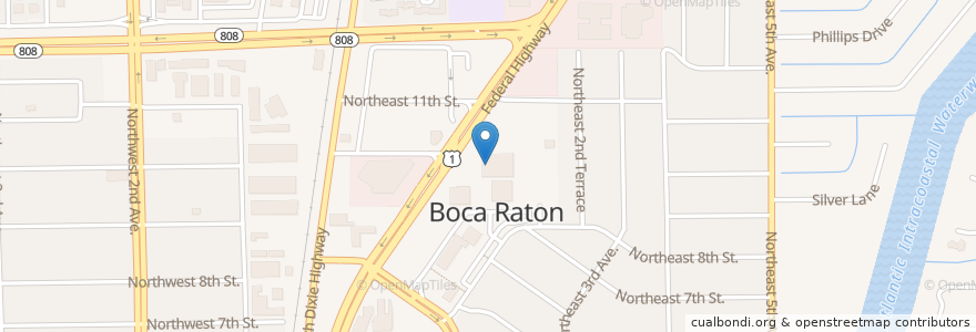 Mapa de ubicacion de Wells Fargo en United States, Florida, Palm Beach County, Boca Raton.