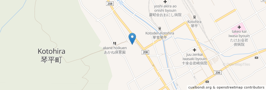 Mapa de ubicacion de ことひら温泉 琴参閣 en 日本, 香川県, 仲多度郡, 琴平町.