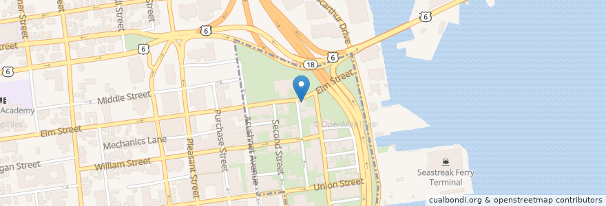 Mapa de ubicacion de dNB Burgers en Amerika Birleşik Devletleri, Massachusetts, Bristol County, New Bedford.