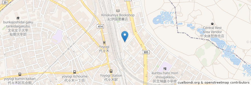 Mapa de ubicacion de フレッシュネスバーガー en 日本, 東京都, 新宿区, 渋谷区.