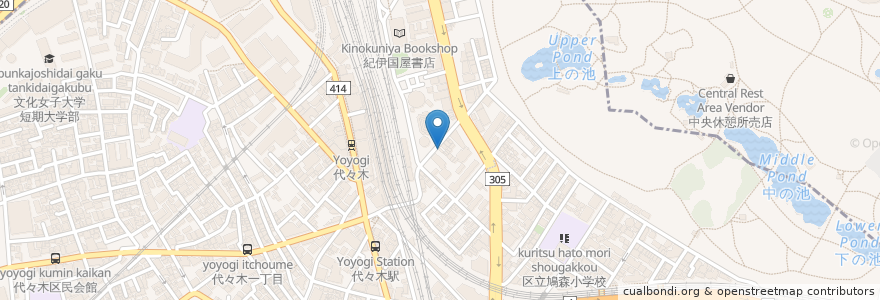 Mapa de ubicacion de 喫茶かんな en Japon, Tokyo, Shinjuku, 渋谷区.