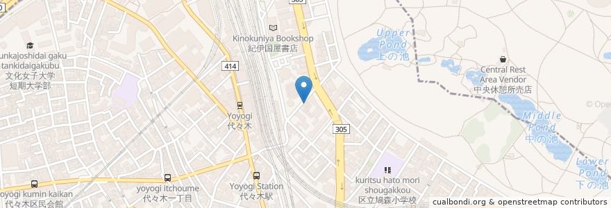 Mapa de ubicacion de ゆで太郎 en Japão, Tóquio, 新宿区, 渋谷区.