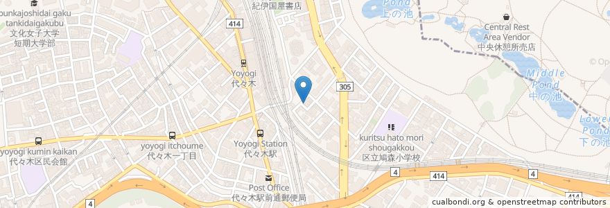Mapa de ubicacion de 牛タン いろ葉 en Japonya, 東京都, 新宿区, 渋谷区.