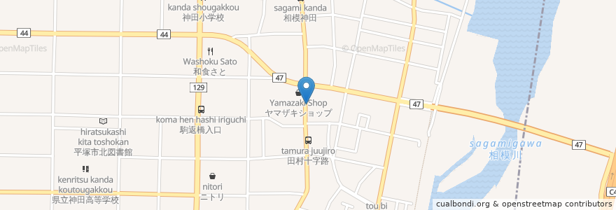 Mapa de ubicacion de スナックこまち en Japonya, 神奈川県, 平塚市.