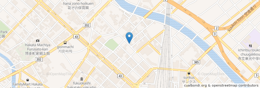 Mapa de ubicacion de Budget租車 博多驛前店 en Япония, Фукуока, 福岡市, 博多区.