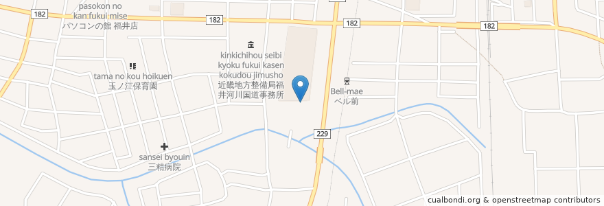 Mapa de ubicacion de ゆうちょ銀行　金沢支店　ベル内出張所 en 日本, 福井县, 福井市.