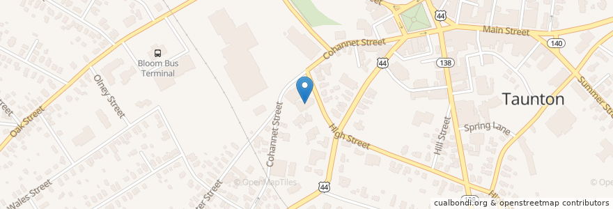 Mapa de ubicacion de St. Thomas Episcopal Church en United States, Massachusetts, Bristol County, Taunton.