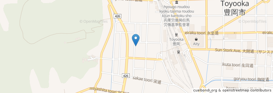 Mapa de ubicacion de たいよう薬局 en Japonya, 兵庫県, 豊岡市.
