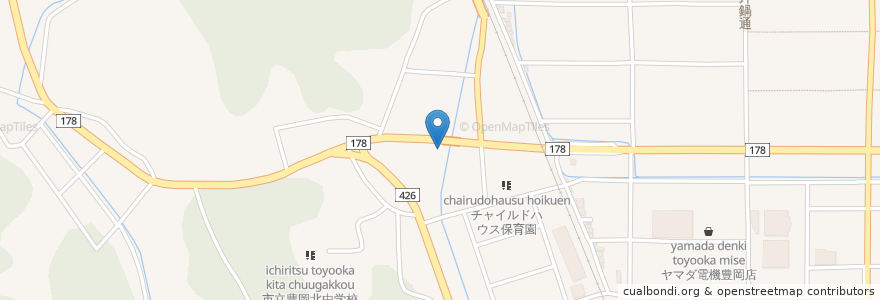 Mapa de ubicacion de 炙り焼肉 なつき en Japonya, 兵庫県, 豊岡市.