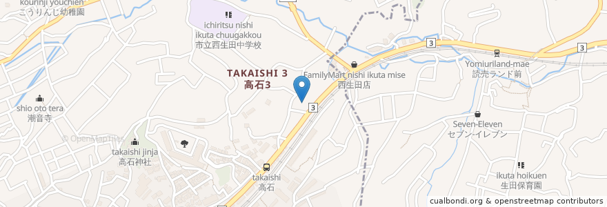 Mapa de ubicacion de 快活CLUB en 日本, 神奈川県, 川崎市, 麻生区, 多摩区.