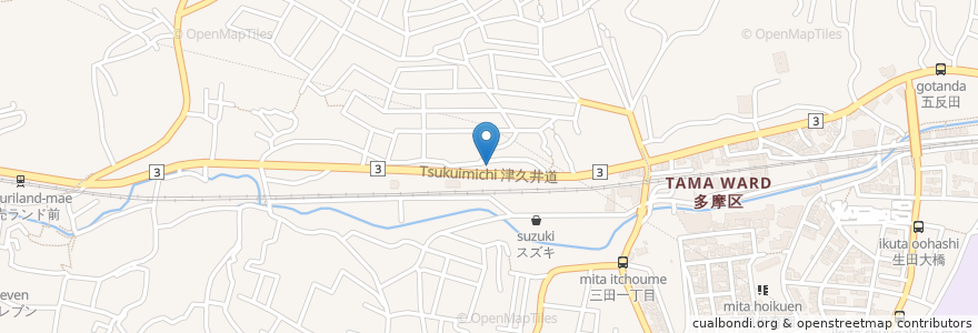Mapa de ubicacion de ノワール動物病院 en Japan, 神奈川県, 川崎市, 多摩区.