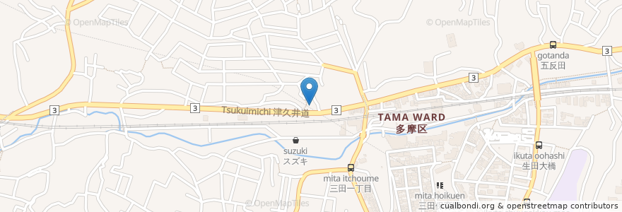 Mapa de ubicacion de SoundStudio Dawn en Japonya, 神奈川県, 川崎市, 多摩区.