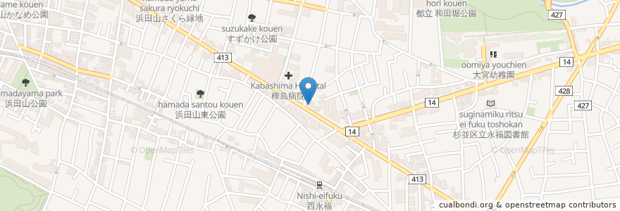 Mapa de ubicacion de バンピー薬局 en ژاپن, 東京都, 杉並区.